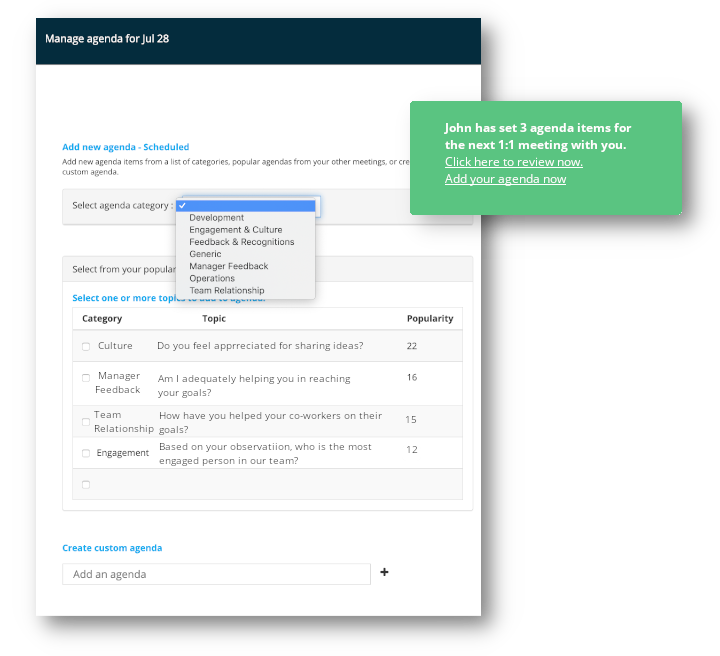 Weekly checkins agenda Collaborative agenda setting